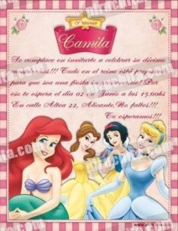 Invitación cumpleaños Princesas Disney #01-0