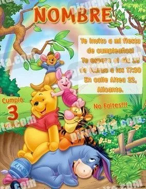 Invitación cumpleaños Winnie Pooh #03-0