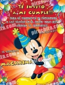 Invitación cumpleaños Mickey y sus amigos #04-0