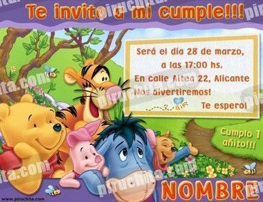 Invitación cumpleaños Winnie Pooh #04-0