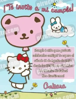 Invitación cumpleaños Hello Kitty #09-0