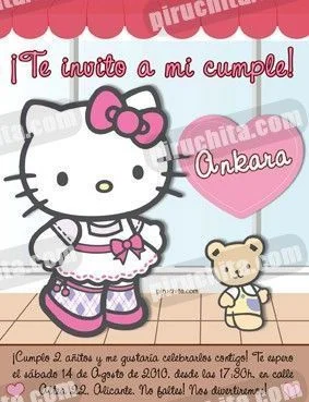 Invitación cumpleaños Hello Kitty #14-0