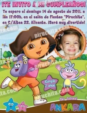 Invitación cumpleaños Dora la Exploradora #01-0