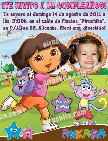 Invitación cumpleaños Dora la Exploradora #01-0