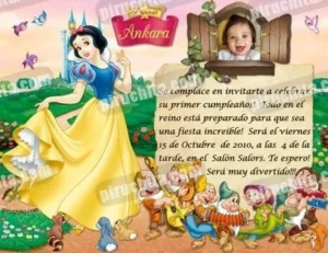 Invitación cumpleaños Blancanieves #01-0