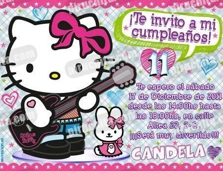Invitación cumpleaños Hello Kitty #01-0