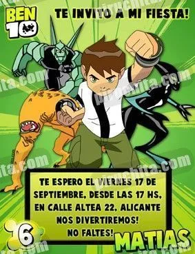 Invitación cumpleaños Ben10 #03-0