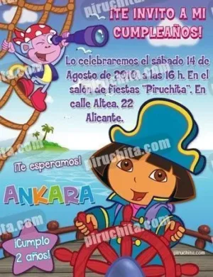 Invitación cumpleaños Dora la Exploradora #06-0