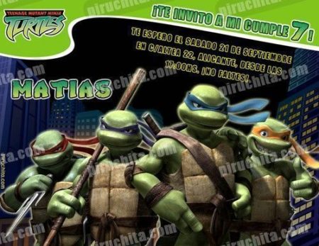 Invitación cumpleaños Tortugas Ninja #01-0