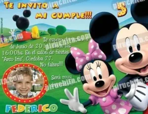 Invitación cumpleaños La Casa de Mickey #01-0