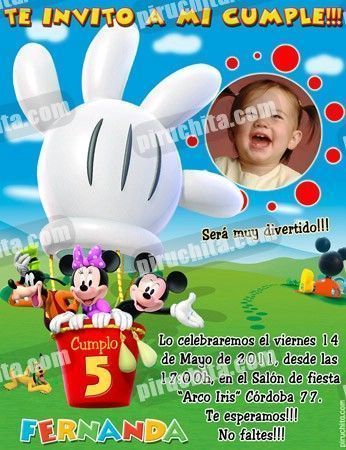 Invitación cumpleaños La Casa de Mickey #05-0