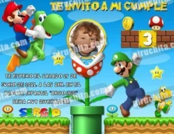 Invitación cumpleaños Mario Bros #01-0