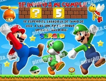 Mario Bross -  Cumpleaños-Imprimi-Gratis