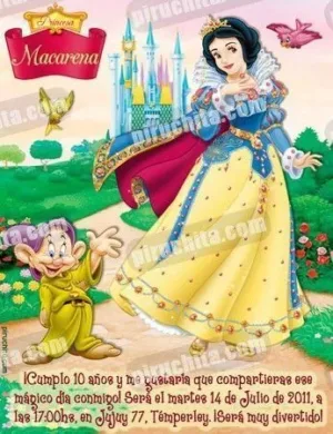 Invitación cumpleaños Blancanieves #06-0