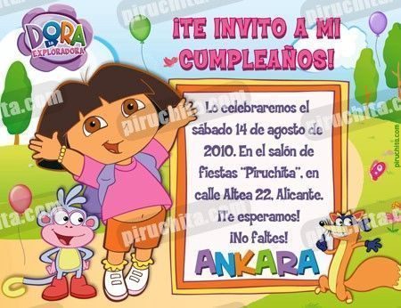 Invitación cumpleaños Dora la Exploradora #14-0