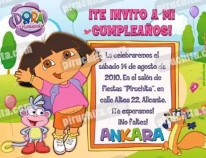Invitación cumpleaños Dora la Exploradora #14-0