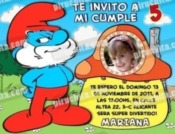 Invitación cumpleaños Los Pitufos #07-0