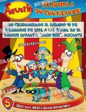 Invitación cumpleaños Phineas y Ferb #03-0