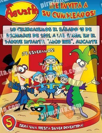 Invitación cumpleaños Phineas y Ferb #03-0