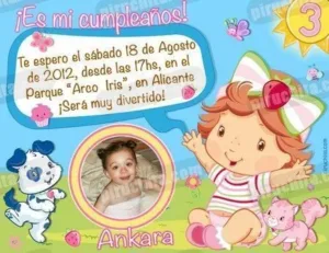 Invitación cumpleaños Tarta de fresa Baby #03-0