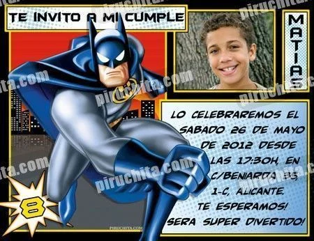 Invitación cumpleaños Batman #01 con Foto | Digital Imprimible Piruchita