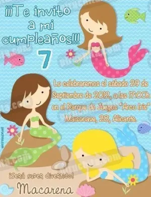 Invitación cumpleaños Sirenas #04-0