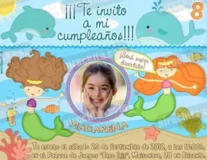 Invitación cumpleaños Sirenas #05-0