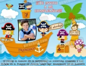 Invitación cumpleaños Piratas #01-0