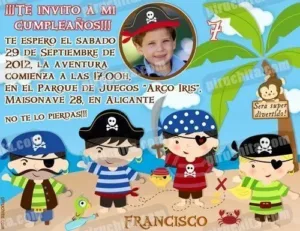 Invitación cumpleaños Piratas #09-0