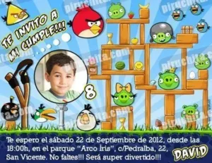 Invitación cumpleaños Angry Birds #01-0