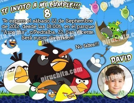 Invitación cumpleaños Angry Birds #02-0