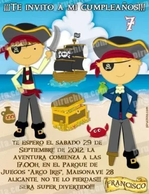 Invitación cumpleaños Piratas #07-0