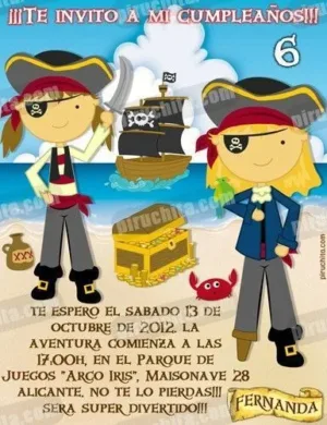 Invitación cumpleaños Piratas #08-0