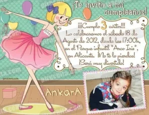 Invitación cumpleaños Ballet #09-0