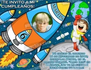 Invitación cumpleaños Espacio y astronautas #01-0
