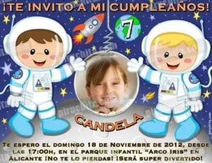 Invitación cumpleaños Espacio y astronautas #08-0