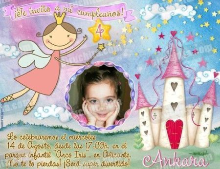 Invitación cumpleaños Hadas #03 con Foto | Digital Imprimible