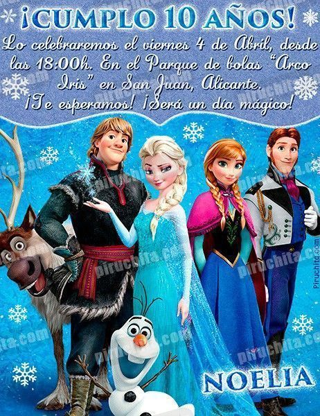 Invitación a una fiesta de cumpleaños con personajes de Frozen