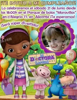 Invitación cumpleaños La Doctora Juguetes #05-0