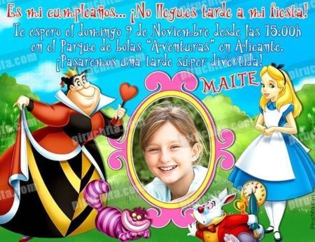 Invitación cumpleaños Alicia en el País de las Maravillas #03-0