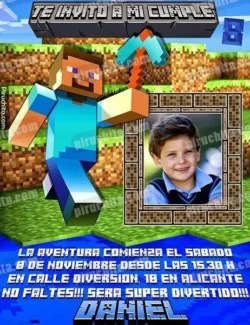 Invitación cumpleaños Minecraft #01-0