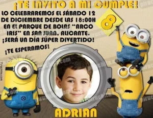 Invitación cumpleaños Minions #01-0