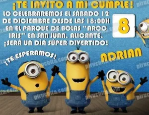 Invitación cumpleaños Minions #02-0