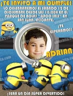 Invitación cumpleaños Minions #03-0