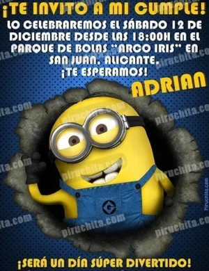 Invitación cumpleaños Minions #04-0