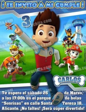 Invitación cumpleaños La Patrulla Canina #01-0