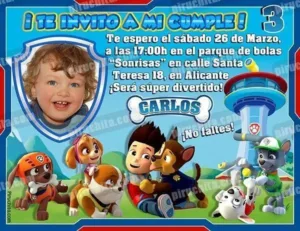 Invitación cumpleaños La Patrulla Canina #02-0