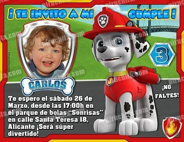 Invitación cumpleaños La Patrulla Canina Piratas #01