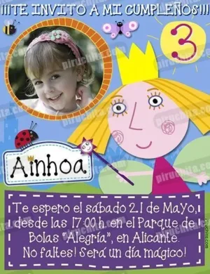 Invitación cumpleaños El pequeño reino de Ben y Holly #03-0