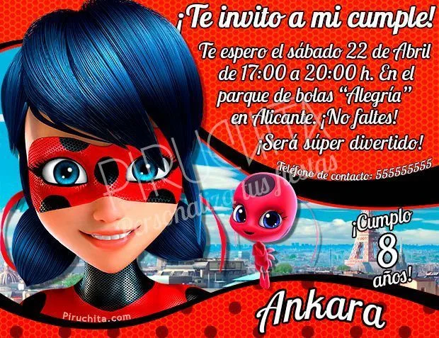 Invitación cumpleaños Ladybug / Prodigiosa #01